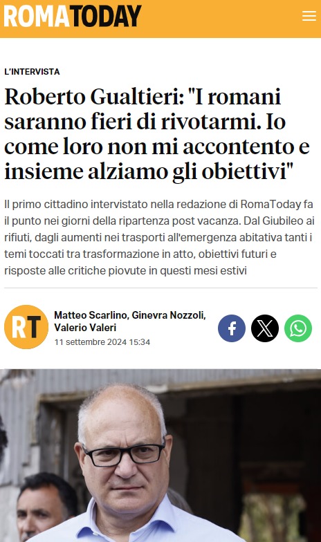 Intervista a <a href="/gualtierieurope/">Roberto Gualtieri</a> 
Roberto Gualtieri: "I romani saranno fieri di rivotarmi. Io come loro non mi accontento e insieme alziamo gli obiettivi"
QUI L'INTERVISTA --> cityne.ws/mSrtR