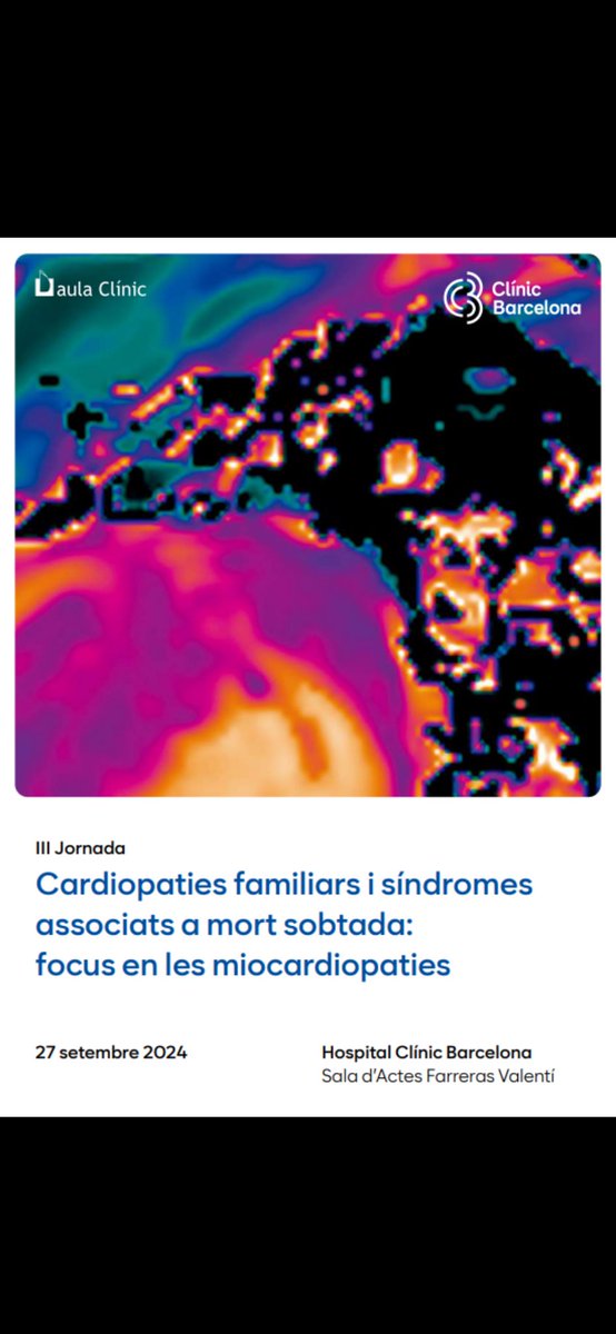 Ana García Álvarez (@anagarcalvarez2) on Twitter photo 📢27/09 a l”<a href="/hospitalclinic/">Hospital Clínic</a> III Jornada Sobre Cardiopaties familiars, aquest any enfocat a miocardiopaties. Un espai de trobada i discussion grans ponents i moderadors.@Pablo <a href="/JRodriPalomares/">José F. Rodríguez Palomares</a> <a href="/ZoeHerreras/">Zoe Herreras Pérez 🩺❤️🩹</a> <a href="/arbelo_e/">Elena Arbelo</a> <a href="/EduQuintanaCVS/">Eduard Quintana</a> <a href="/ivroca/">Ivo Roca, FEHRA, FESC</a> Us esperem!
ℹ️i.mtr.cool/qrpflotfly 📢27/09 a l”<a href="/hospitalclinic/">Hospital Clínic</a> III Jornada Sobre Cardiopaties familiars, aquest any enfocat a miocardiopaties. Un espai de trobada i discussion grans ponents i moderadors.@Pablo <a href="/JRodriPalomares/">José F. Rodríguez Palomares</a> <a href="/ZoeHerreras/">Zoe Herreras Pérez 🩺❤️🩹</a> <a href="/arbelo_e/">Elena Arbelo</a> <a href="/EduQuintanaCVS/">Eduard Quintana</a> <a href="/ivroca/">Ivo Roca, FEHRA, FESC</a> Us esperem!
ℹ️i.mtr.cool/qrpflotfly