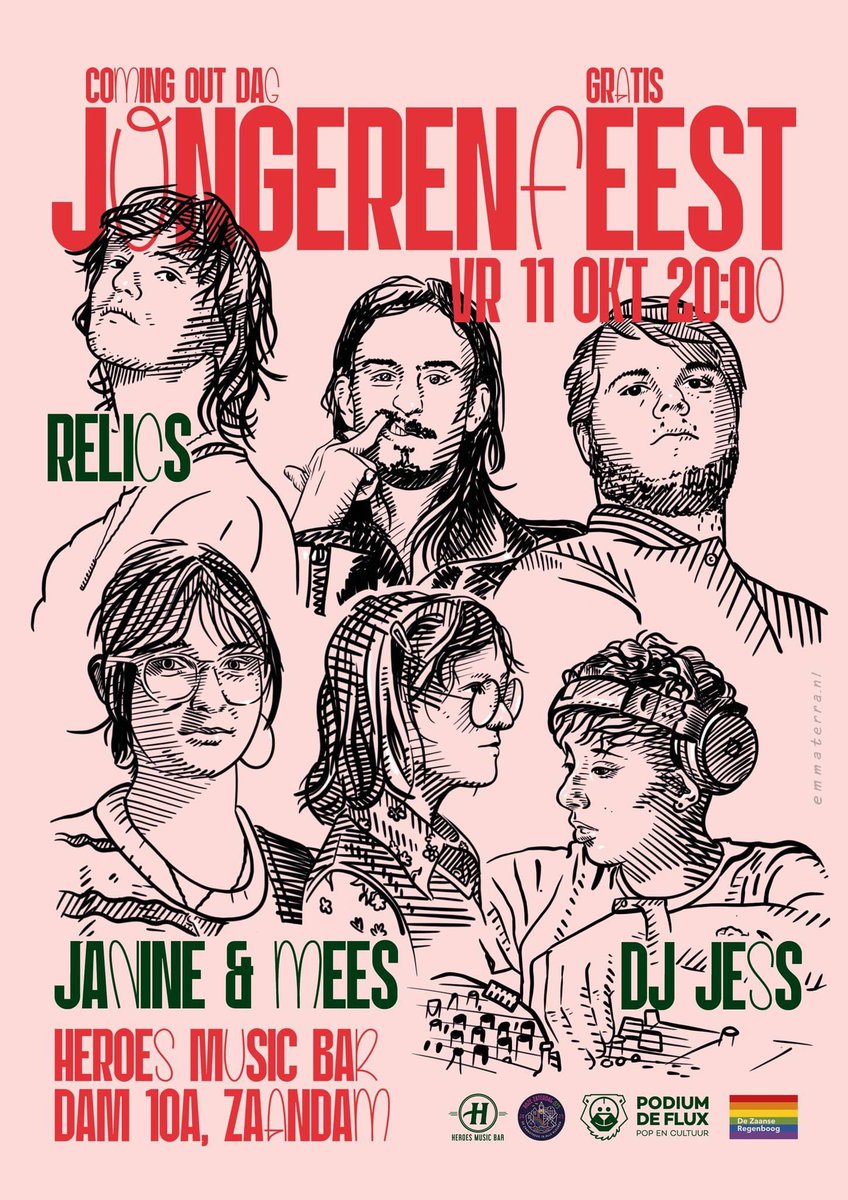 🏳️‍🌈 𝖹𝖺𝖺𝗇𝗌𝖾 𝖱𝖾𝗀𝖾𝗇𝖻𝗈𝗈𝗀 𝖩𝗈𝗇𝗀𝖾𝗋𝖾𝗇𝖿𝖾𝖾𝗌𝗍 '𝖢𝗈𝗅𝗈𝗎𝗋𝗉𝗈𝗉' 🏳️‍🌈 Nationale Coming Out Day (11 okt) gratis jongerenfeest bij Heroes Music Bar Zaandam! Een avond met RELICS, Mees &amp; Janine en DJ Jess! #comingoutday #dezaanseregenboog #rozezaterdag075 #zaanpride