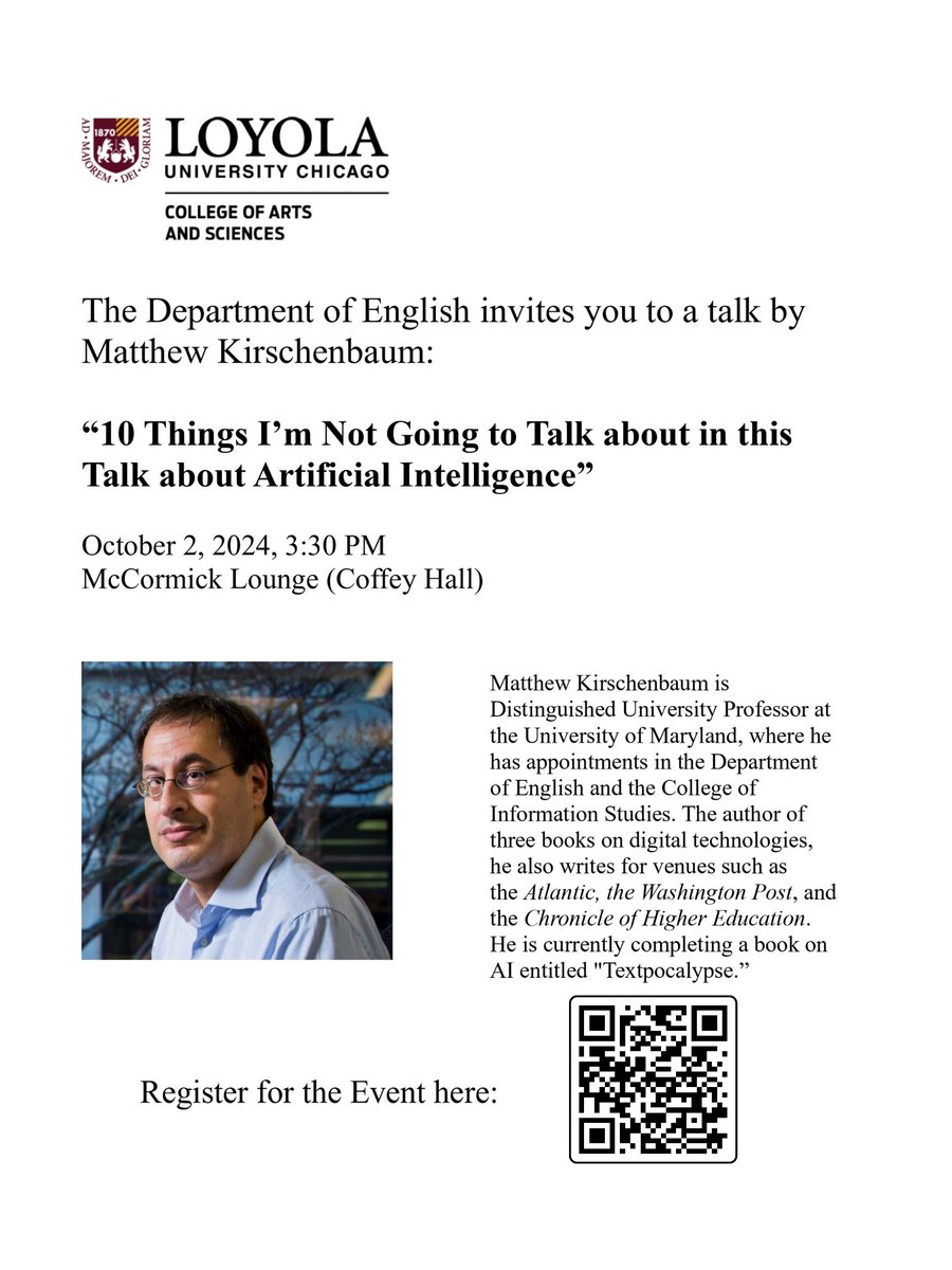 Lecture: 10 Things I'm Not Going to Talk about in this Talk about Artificial Intelligence - mailchi.mp/luc/whathopkin…