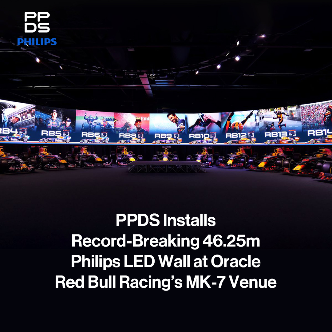 SignageInfo's tweet image. .@PhilipsDisplays and @redbullracing have installed a record-breaking 46.25-meter Philips #dvLED wall at MK-7 in Milton Keynes. Europe’s largest indoor #LEDwall enhances event experiences with advanced visuals, featuring 517 LED cabinets and 2,035 tiles. #AVTweeps #Digitalsignage
