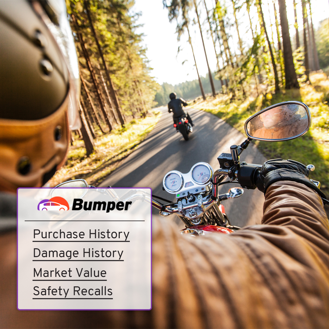 Bumperdotcom's tweet photo. Before you buy your next ride, check its history! Potentially find important details about a motorcycle's history with Bumper, so that you can shop with confidence. Search a VIN to get started at https://t.co/MyuIxvN2xX #Bumper #Bumperdotcom #Motorcycles #VehicleHistory https://t.co/0ZkDMJKqSQ