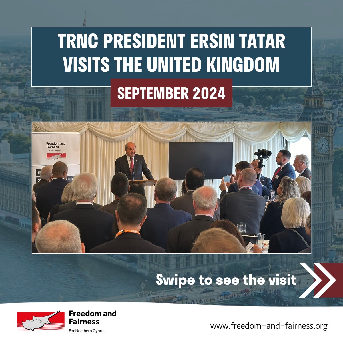 FFNCyprus's tweet image. TRNC President @ErsinrTatar has completed a short but productive visit to the United Kingdom.

He met over two dozen British parliamentarians alongside ambassadors as well as featuring on British TV and radio.

#KKTC #NorthernCyprus