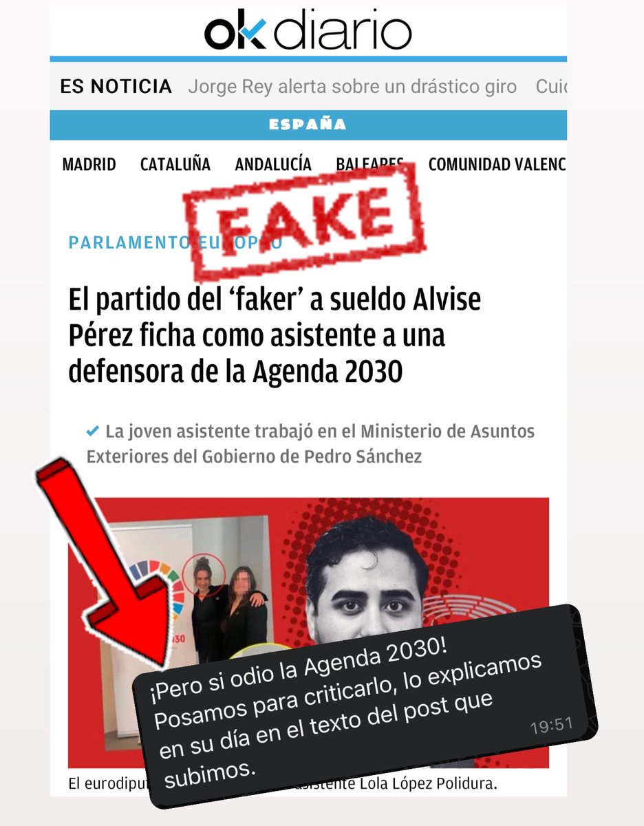 Alviseperez's tweet photo. Hay que ser miserable para falsear una foto crítica con la Agenda 2030 haciéndola pasar por todo lo contrario.

Si eres tan valiente para crear bulos contra una técnica de solo 24 años en tu panfleto subvencionado, ¿por qué no te atreves a entrevistarme, mercenario @EduardoInda? https://t.co/xRD9T8I1bH
