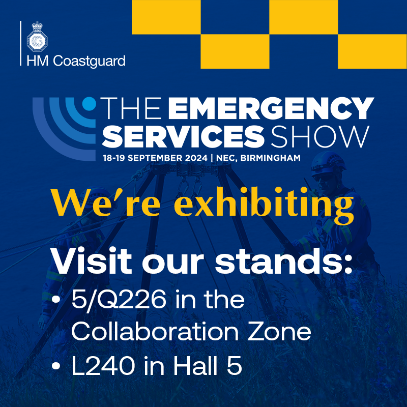 HM Coastguard will be at the Emergency Services Show next week. Come see us at stand Q226 in the Collaboration Zone or stand L240, both in Hall 5. We’ll have vehicles and equipment displayed as well as team members to answer questions about the coastguard rescue service.
#ESS2024