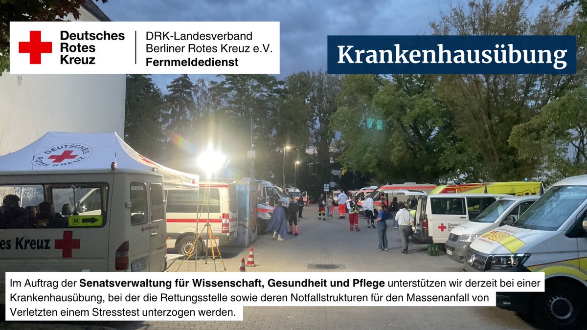 Im <a href="/Vivantes/">Vivantes Netzwerk für Gesundheit GmbH</a> Klinikum Neukölln findet aktuell eine Übung statt. Wir koordinieren den geordneten Zulauf von Patientendarstellern. 
<a href="/drk_berlin/">DRK Berlin</a> @ASB_BLN_NW <a href="/asb_rv_suedwest/">ASB RV Berlin-Südwest e.V.</a> <a href="/malteserberlin/">Malteser Berlin</a> <a href="/JUHBerlin/">Johanniter Berlin</a> <a href="/SenWGP/">Senatsverwaltung WGP</a>