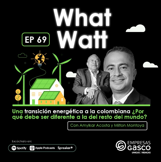 GasnovaCo's tweet photo. En el nuevo episodio del podcast #WhatWatt, de #EmpresasGasco #Unigas #Vidagas, @amylkaracosta y  Milton Montoya del @MinasenergiaUEC @UExternado hablan de los retos que enfrenta Colombia en su camino a la #TransiciónEnergética 👉 https://t.co/ZeyUtbGOBo https://t.co/699USwHPTm