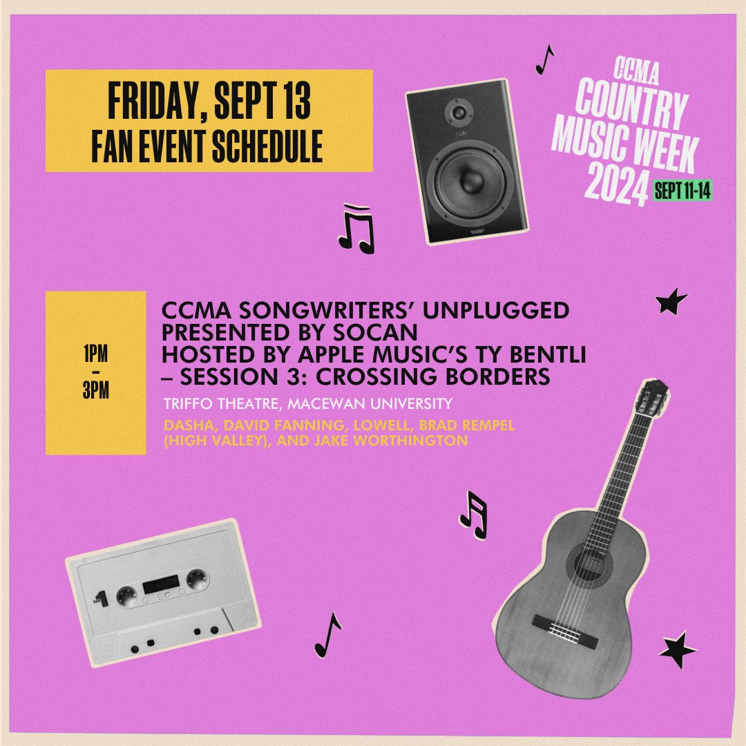 CCMAofficial's tweet photo. COUNTRY MUSIC WEEK STARTS TODAY! 🤠🎉 Check out our daily fan events for shows you don't want to miss!

Which events will we see you at this week? Let us know! 👀

#CCMAAwards #CountryMusicWeek https://t.co/77dtLa4EOa