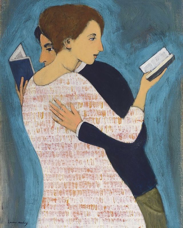 MenschOhneMusil's tweet image. Lovers Reading, by Brian Kershisnik.