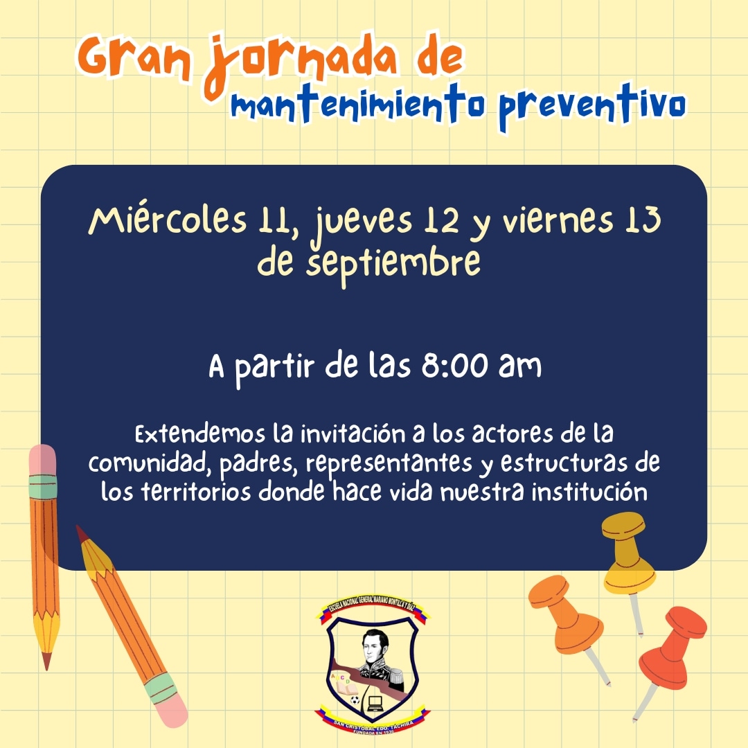 Plan de mantenimiento de planteles <a href="/HectoRodriguez/">Héctor Rodríguez C.</a> <a href="/Berzabethg1/">Berzabethgandicaoficial</a> <a href="/CDCETachira/">CDCE Táchira</a> @MPPEDUCACION <a href="/clifpsc/">CLIFPMV Municipio San Cristóbal</a> <a href="/crasancristobal/">crasancristobal</a> <a href="/Funda_cenamec1/">Fundación CENAMEC</a> <a href="/cenamectachira1/">Crifpzetachira</a> <a href="/cenamec_centros/">Coordinación Nacional de los Centros</a> <a href="/cen_araguaney/">araguaney</a> <a href="/Crazet2011/">Crazet2011</a> <a href="/DGSEMPPE/">DIRECCIÓN GENERAL DE SUPERVISIÓN MPPE</a> <a href="/DGRPA1/">@DGRPA1</a> <a href="/Mppe_Dgpp/">Dirección General PP</a> <a href="/FreddyBernal/">Freddy Bernal</a> <a href="/Danielcustodio3/">Daniel Custodio</a> <a href="/RosangelaOrozco/">Rosangela Orozco</a>