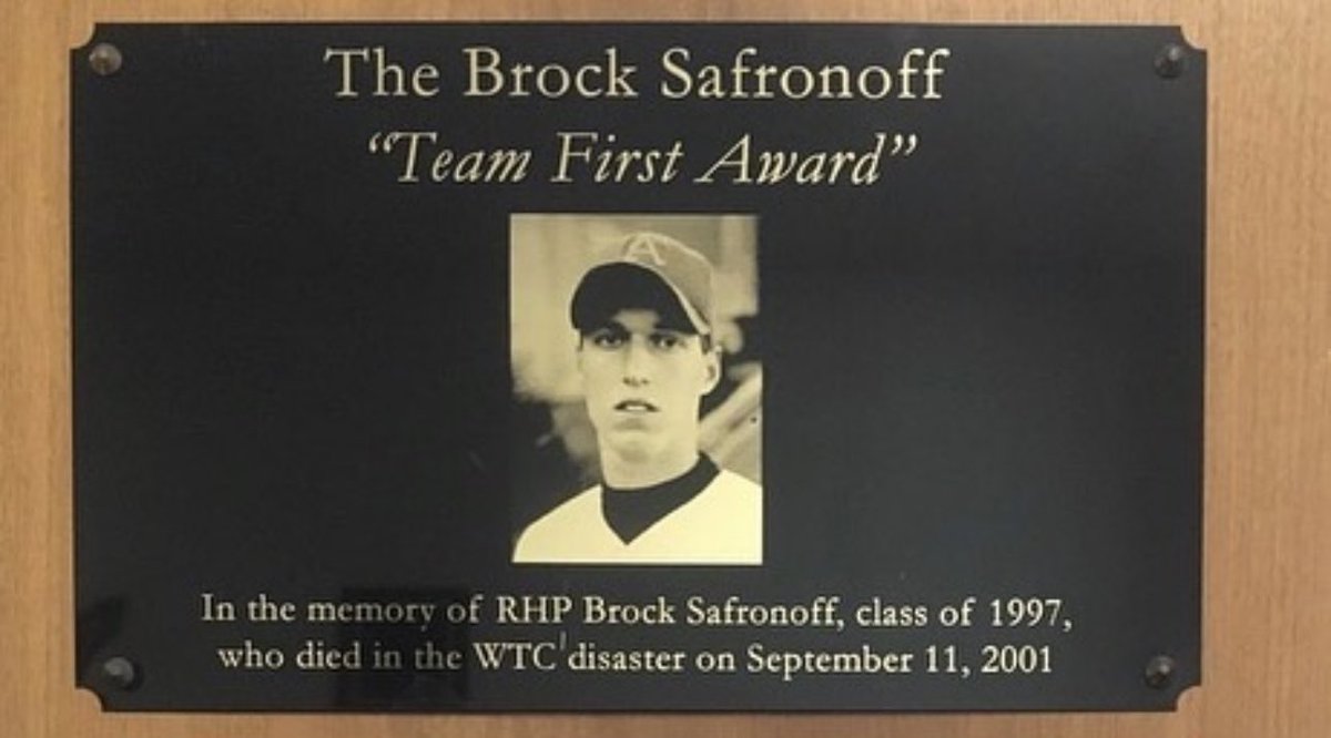 We remember the lives that were tragically lost on this day in 2001, including Brock Safronoff, Amherst Baseball Class of 1997. Brock embodied what an Amherst College Baseball player should be. We remember all of those affected by this day and we continue to honor Brock’s legacy.