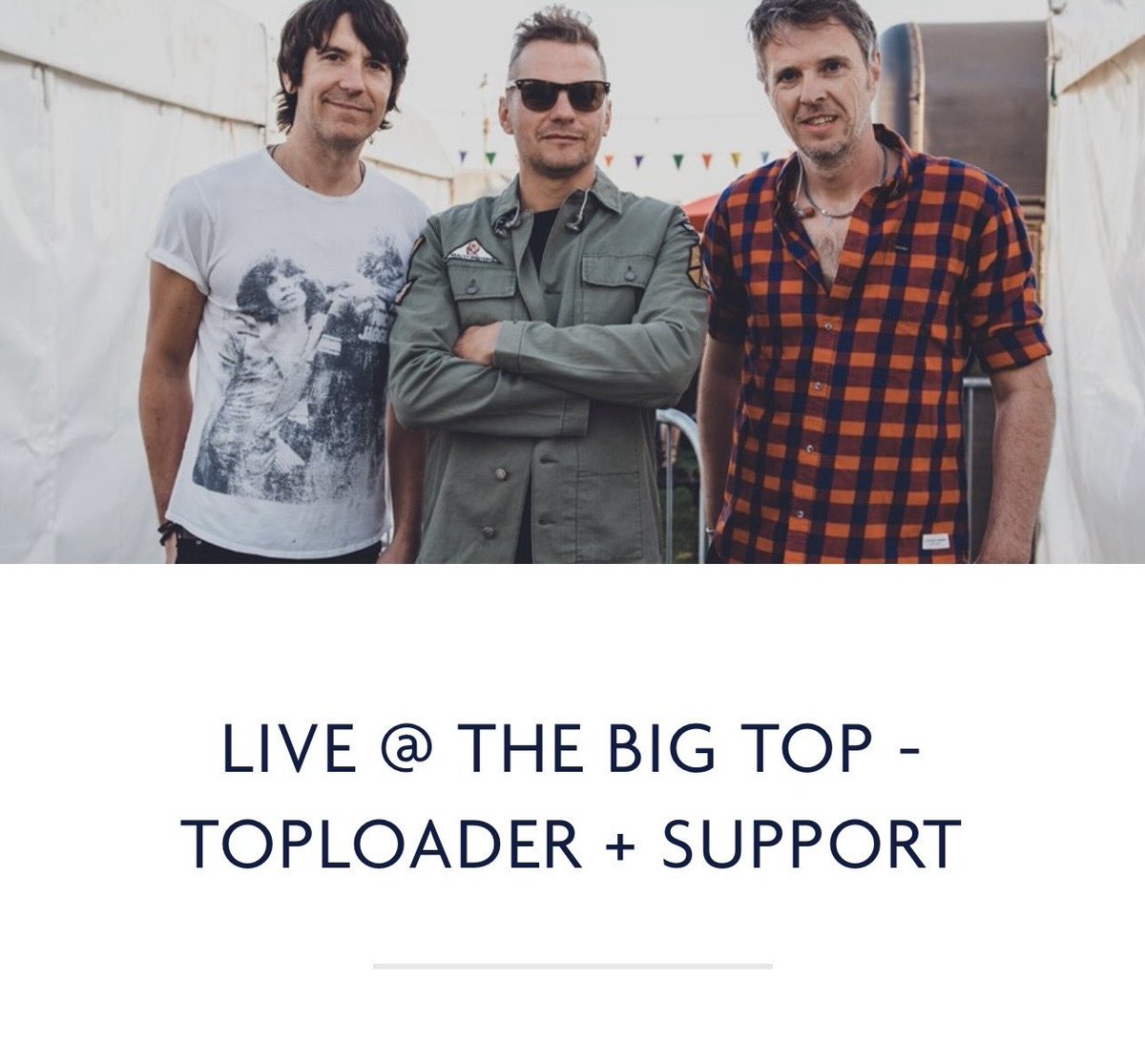 It’s been a while, but we’re back with good news!
January 18th we support the mighty <a href="/toploaderuk/">Toploader</a> as part of East Ayrshire Leisure’s Live @ The Big Top!

TICKETS🎟️ - eastayrshireleisure.com/events/live-th…
