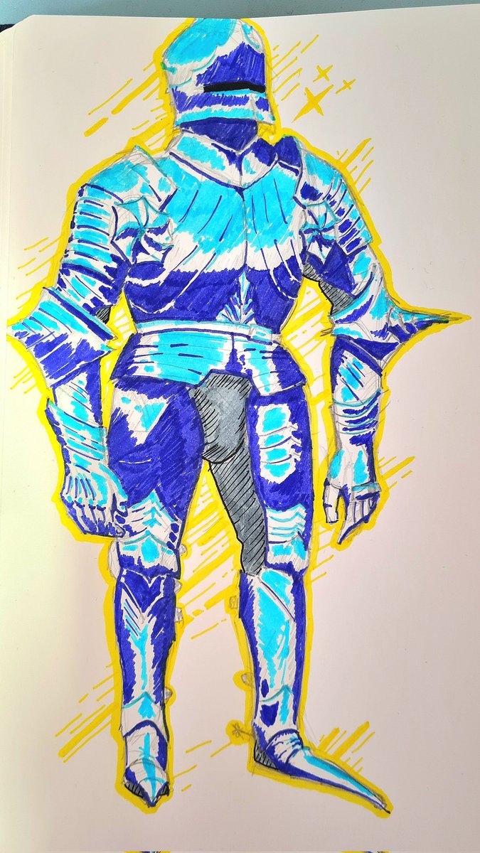 I said to myself that I wouldn't post sketchbook drawings, but I'm too pleased with this knight not to share it.