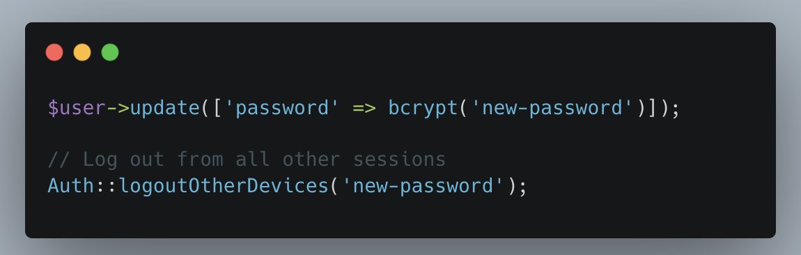 MikelAlilaj's tweet photo. Laravel Tip💡: Manage Active Sessions with Ease! 🔒

Want to let users log out from all their devices except the current one? Laravel’s logoutOtherDevices() makes it simple!🚀

#Laravel #PHP #Security #CodingTips https://t.co/ZzcBEPagKx