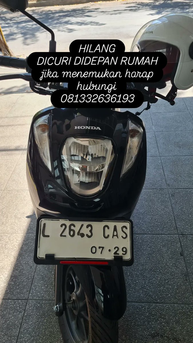 Mohon bantuan. Telah hilang motor honda genio 2024 warna hitam nopol L2643 CAS. Dicuri di teras rumah 12 September 2024 antara pukul 1-4 dinu hari. <a href="/e100ss/">Radio Suara Surabaya</a> <a href="/SuroboyoSangar/">SUROBOYO SANGAR</a> <a href="/Oranje_Surabaya/">Oranje Suroboyo</a> <a href="/SapawargaSby/">Sapawarga Kota Surabaya</a> <a href="/aslisuroboyo/">ASLI SUROBOYO®</a> #NETIZENSREPORT #netizenhelp