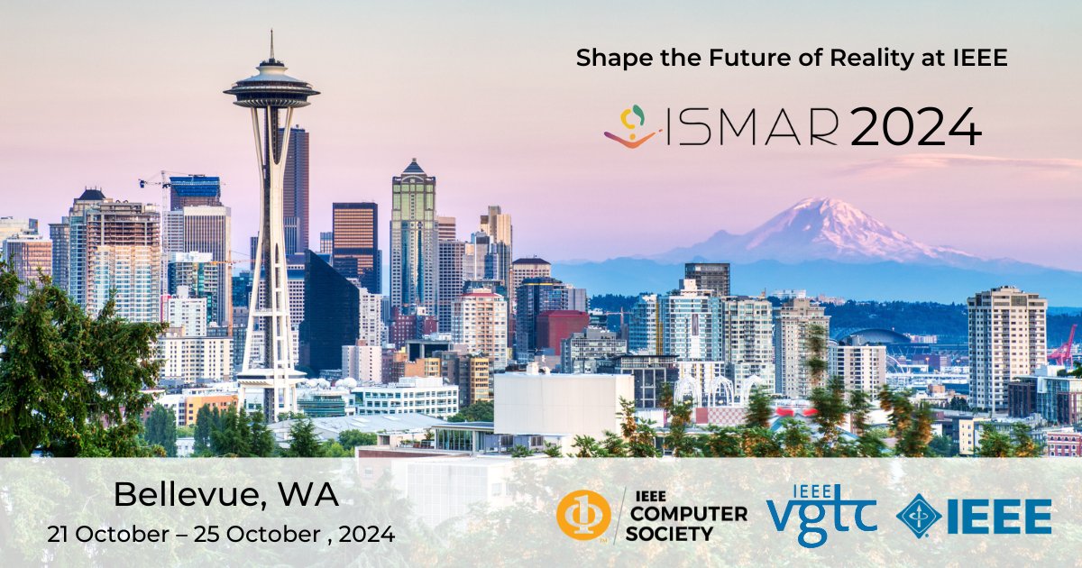 ComputerSociety's tweet image. Don’t miss #ISMAR2024! The leading global event on #AugmentedReality &amp;amp; #MixedReality is coming to Bellevue, WA from  21 Oct - 25 Oct, 2024!
Network with top researchers and explore cutting-edge innovations! 
Register now:  ieeeismar.org
#IEEE #TechConference #Innovation
