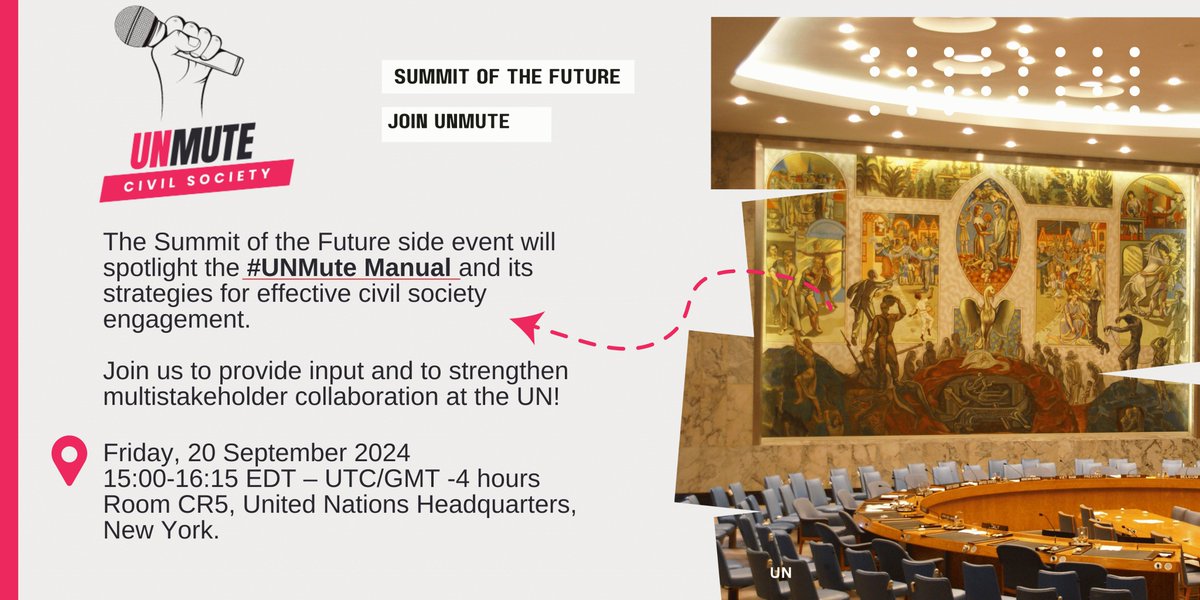 EarlyEngagement for Stronger Results  
🌍 | Member states should engage #CSOs early in the negotiation process! By breaking down categories and inviting input, we can ensure a more effective and inclusive UN process. Join our #UNMute event at the #SOTF - unmuteinitiative.org/unmute-event-s…