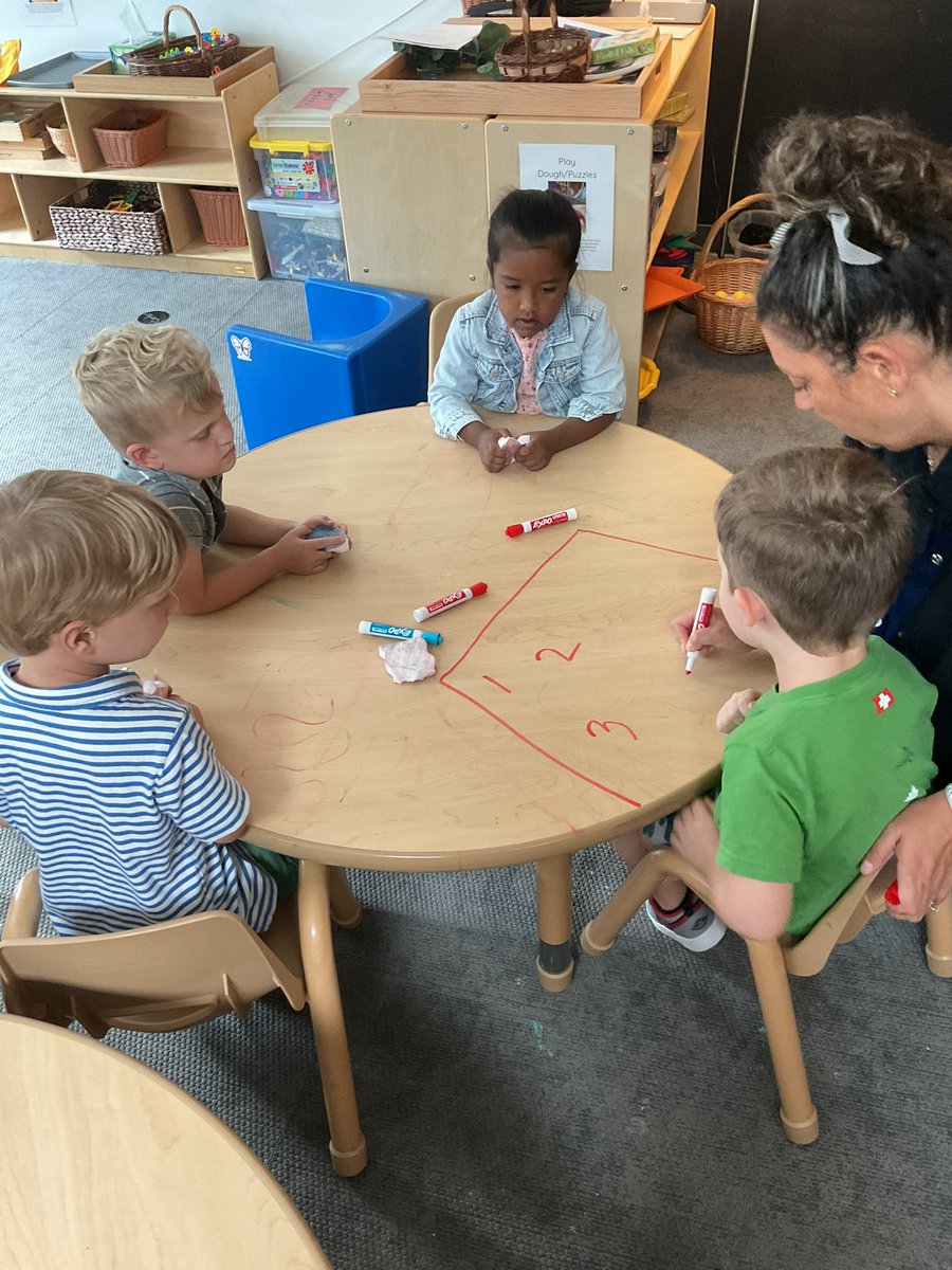 NicMartin2021's tweet image. Our PK5 students found triangles and made patterns, focused on numerals, and painted during center time this morning #themvschool #learningwalk