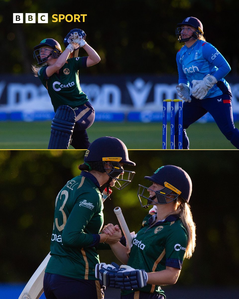 Four off the last ball? No problem! 🏏

Alana Dalzell hit the winning boundary as Ireland overcame a chaotic batting collapse to earn their first ODI victory over England since 2001.

#BBCCricket