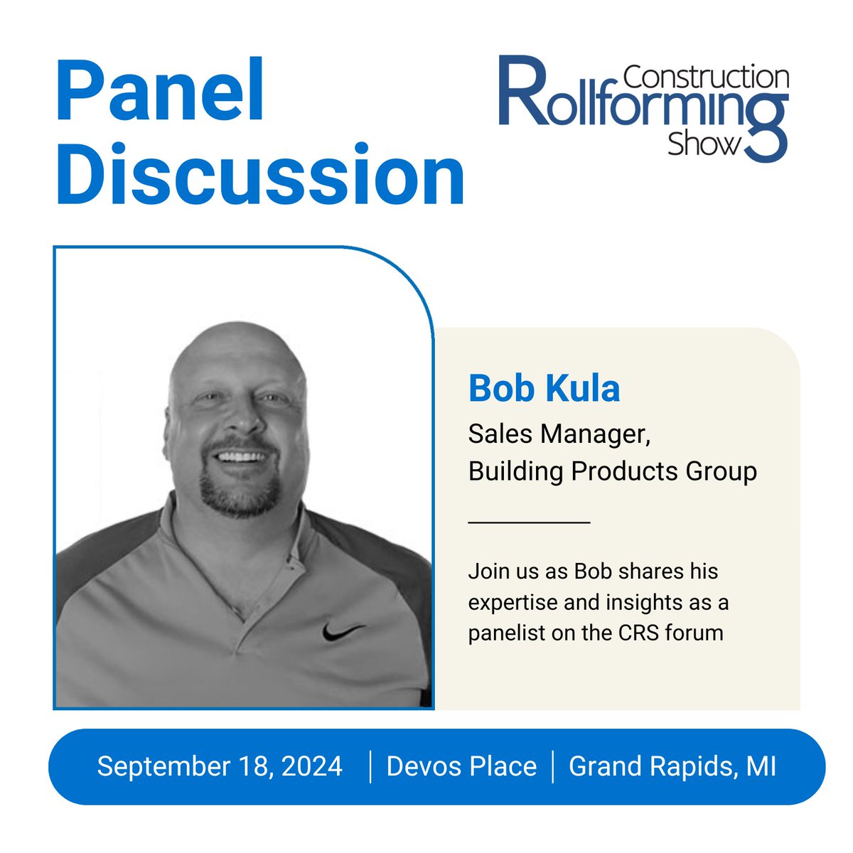 Our very own Bob Kula will be sharing 20+ years of building product knowledge along with a panel of experts at The Construction Rollforming Show next week. You won’t want to miss this useful building material discussion. Register today at: rollformingmagazine.com/construction-r…