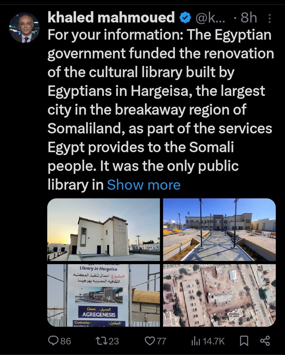 ConnectiveStrat's tweet image. Cry and Cry, Egypt, your library is closed, and your officials can leave Somaliland... 😭😭😆
#Egypt #ZeroSumGame