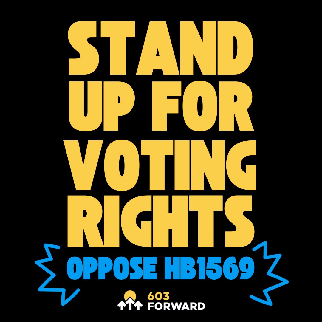 603Forward's tweet image. 🚨 HB1569 is now with the Governor. We need all hands on deck to stop this anti-voter bill from becoming law. Take a moment to call Sununu + urge him to VETO HB1569. Swipe for a sample script. 
#NHPolitics #VotingRights