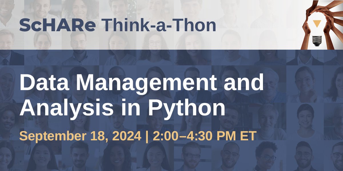 Learn to develop and test algorithms in #Python at the next ScHARe Think-a-Thon on Sept. 18! We’ll explore data management and analysis and lay the groundwork for #SDOH and #HealthDisparities research. Register now to attend: bit.ly/TaT-Sept-2024s <a href="/NINR/">NINR</a>