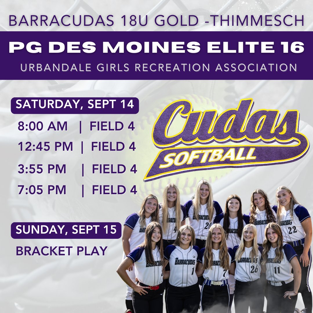 Eastern Iowa Barracudas (@barracudasfp) on Twitter photo We're back in action this weekend in Des Moines at the <a href="/PG_Softball/">Perfect Game Softball</a> Elite 16. We're back in action this weekend in Des Moines at the <a href="/PG_Softball/">Perfect Game Softball</a> Elite 16.