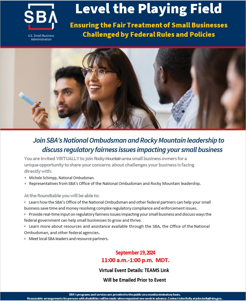 You are invited to join the Small Business Administration (SBA)