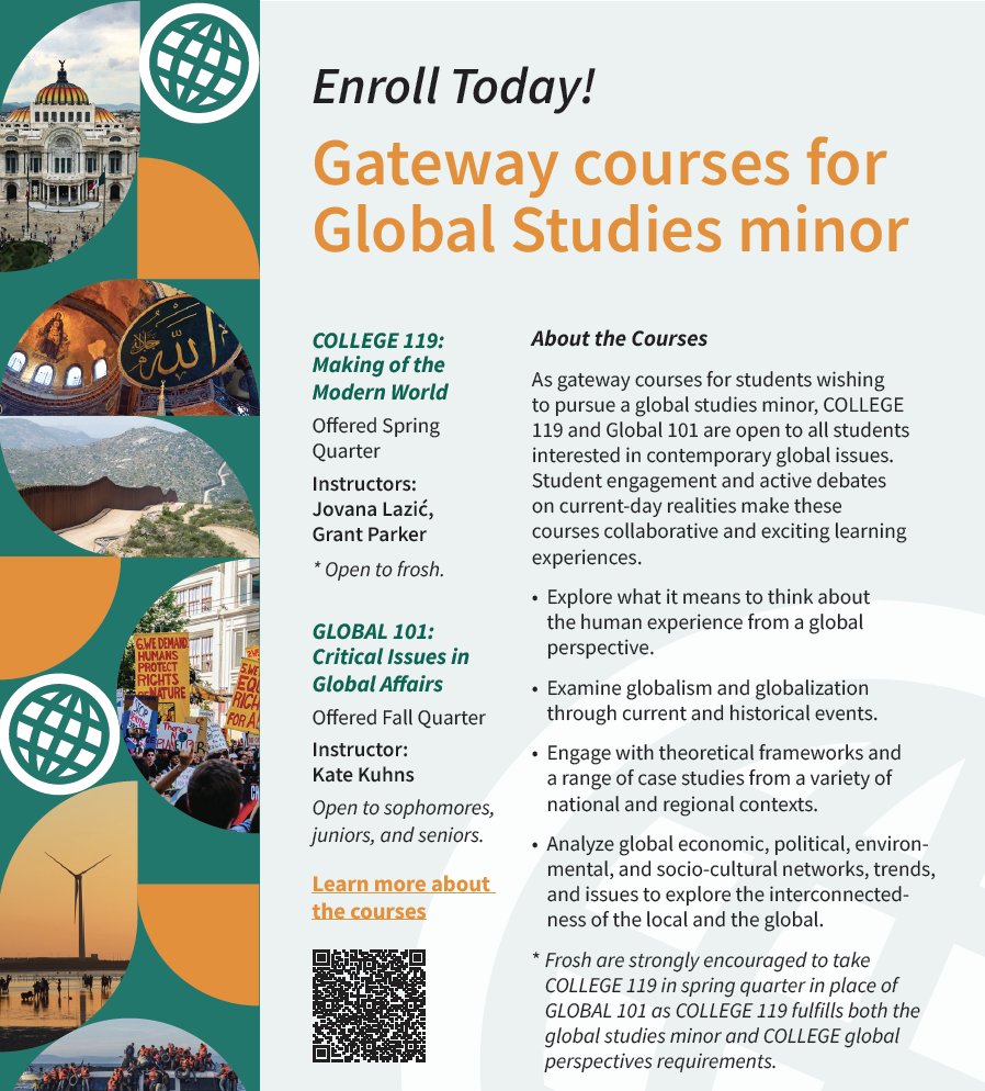 🍎✏️Stanford students: Be sure to check out the gateway courses for the global studies minor: COLLEGE 119: Making of the Modern World and GLOBAL 101: Critical Issues in Global Affairs!