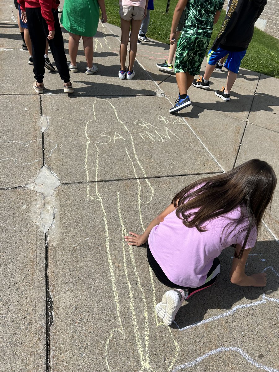 Students drawing and comparing their shadows at different points of the day to discuss how the sun’s position affects shadows! They were also having fun with shadow hand shaking! #WeAreESE <a href="/kimliedka/">Kimberly Liedka</a>