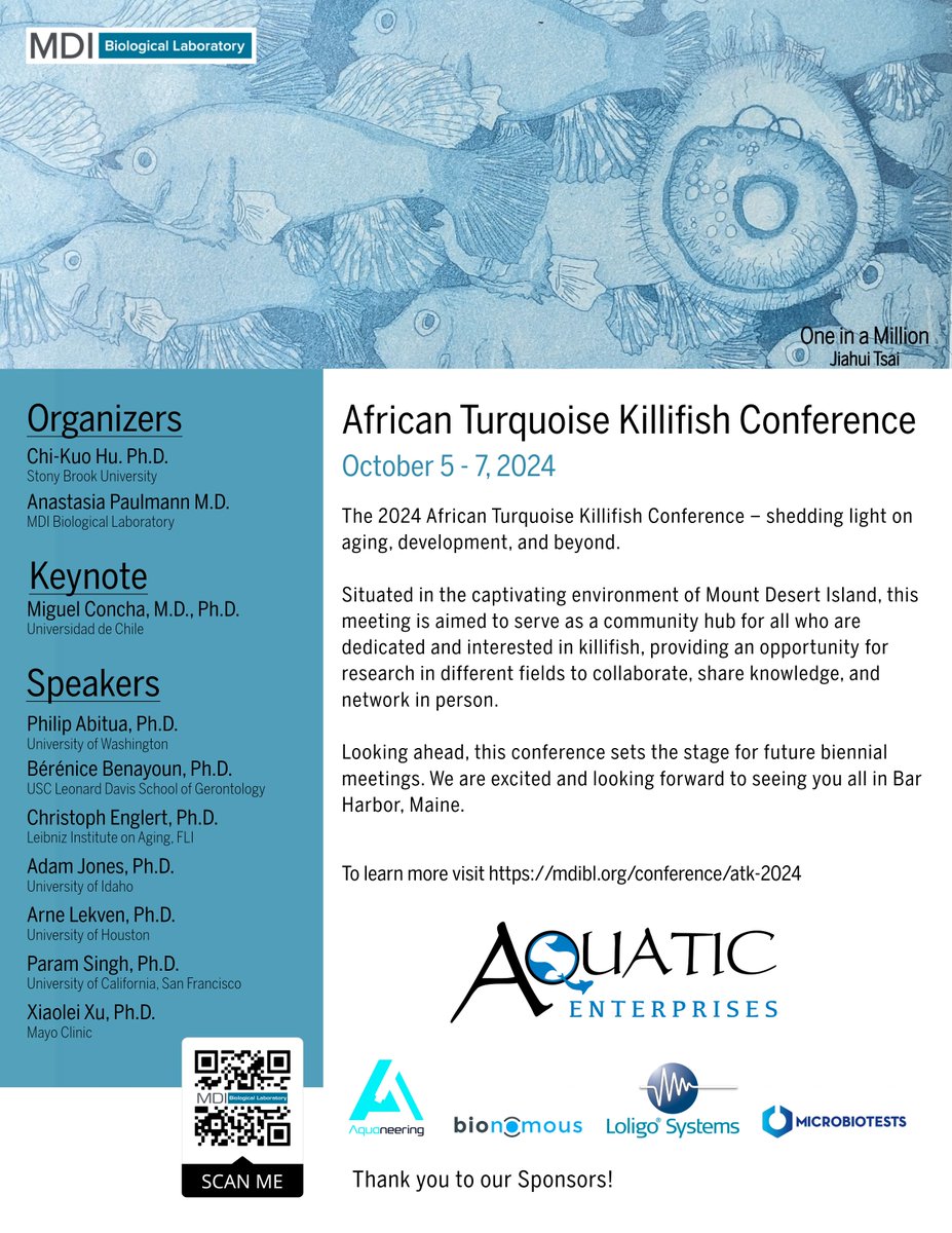 Registration closes in 4 days for the 2024 #ATK Conference! Don't miss this chance to talk all things #killifish, visit with companies like Aquatic Enterprises and <a href="/BionomousCH/">Bionomous</a>, and spend time in beautiful #BarHarbor, Maine. Hope to see you there! ow.ly/fIfB50TlnkP
