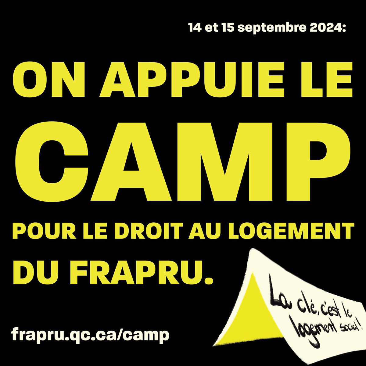 Le <a href="/FRAPRU/">FRAPRU</a> tiendra un camp et une manif sur la colline parlementaire, cette fin de semaine, pour exiger que le gouvernement de <a href="/francoislegault/">François Legault</a> fasse de la crise du logement un enjeu prioritaire. La délégation du RAPSIM y sera!

#clélogementsocial #itinerance #polqc