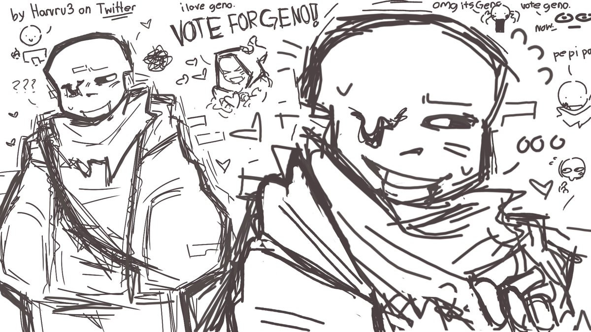 Harvru3's tweet image. vote geno guys.. 👉🏻👈🏻 (i draw this on magma website) #sanspoll #GenoSweep #Genosans