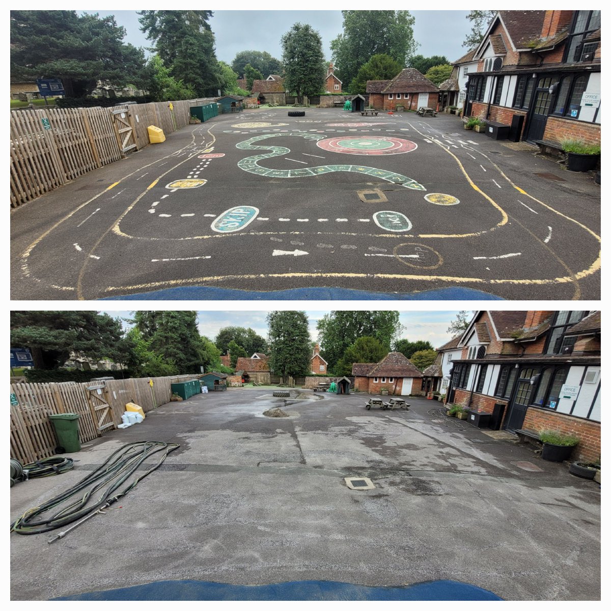 Removing playground and thermoplastic markings isn't difficult,  but removing them well, now that's a whole different story…

Today we took a call from a very upset Headteacher who  was lead to believe she might save some money. Please do your research!

uni-play.co.uk/sectors/remova…