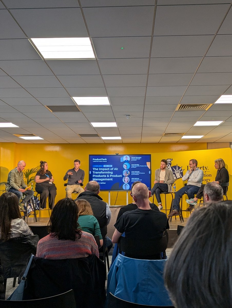 Great #ProductTank event tonight discussing the impact of AI in Product.

Massive thanks to our panel and, of course, our very generous hosts Liberty IT. 👏