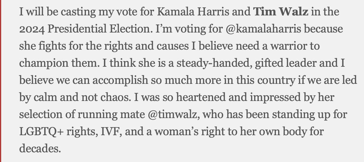 GREAT NEWS: Read <a href="/taylorswift13/">Taylor Swift</a>'s endorsement of Kamala &amp; Tim!!!  Chef's💋 for her sign off: "With love and hope, Taylor Swift-Childless Cat Lady" 😹 👍

(we've got the SWIFTIES, they've got fans of Lara tRUMP's "music") 🙄 😩