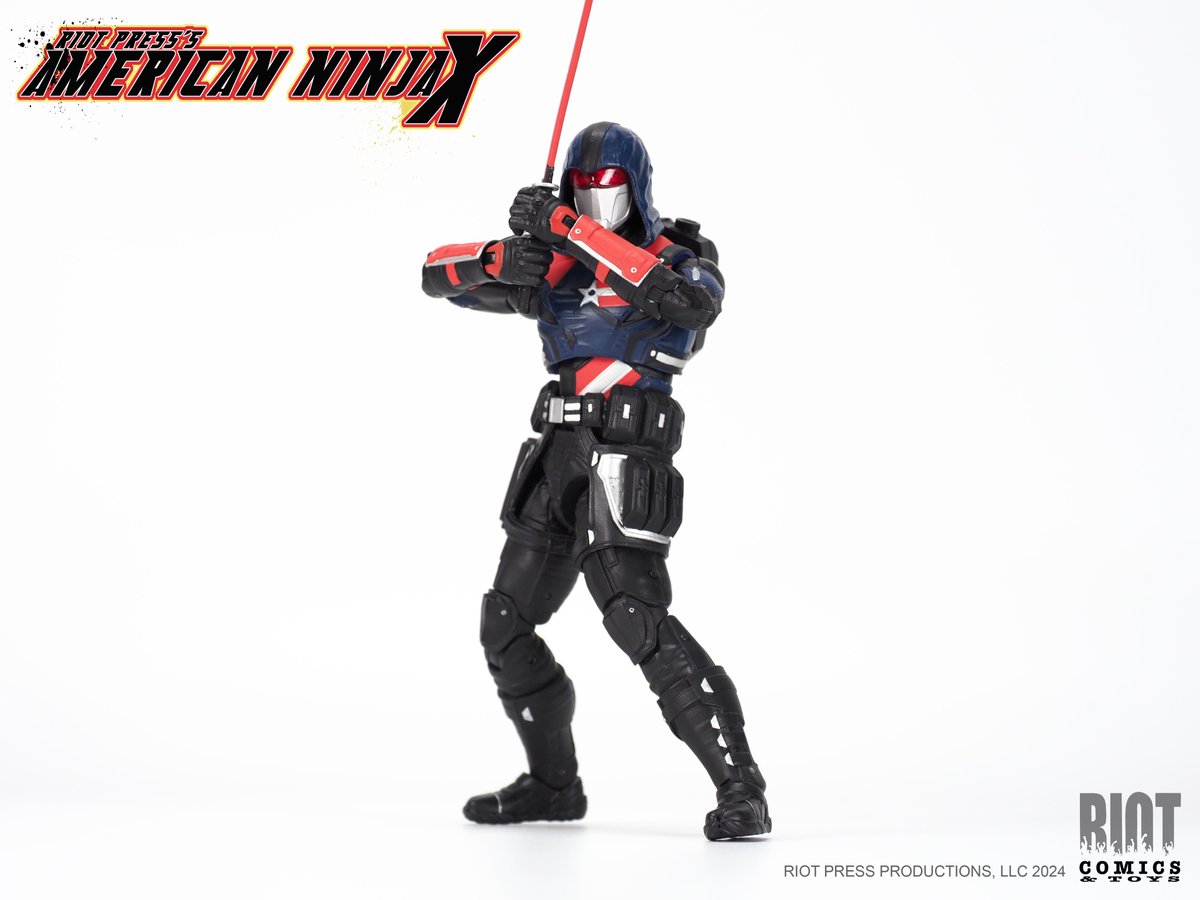 PatrickThomasP1's tweet photo. American Ninja X! Coming soon from Riot Press! Manufactured by Ramen Toy! Stay tuned for more details!  Comic book and 6 inch action figure! @RiotPressComics @KoniWaves @ramentoy1 #riotpress #ramentoy #hauntedpizza @BigBadToyStore https://t.co/OyrsKTBIE6