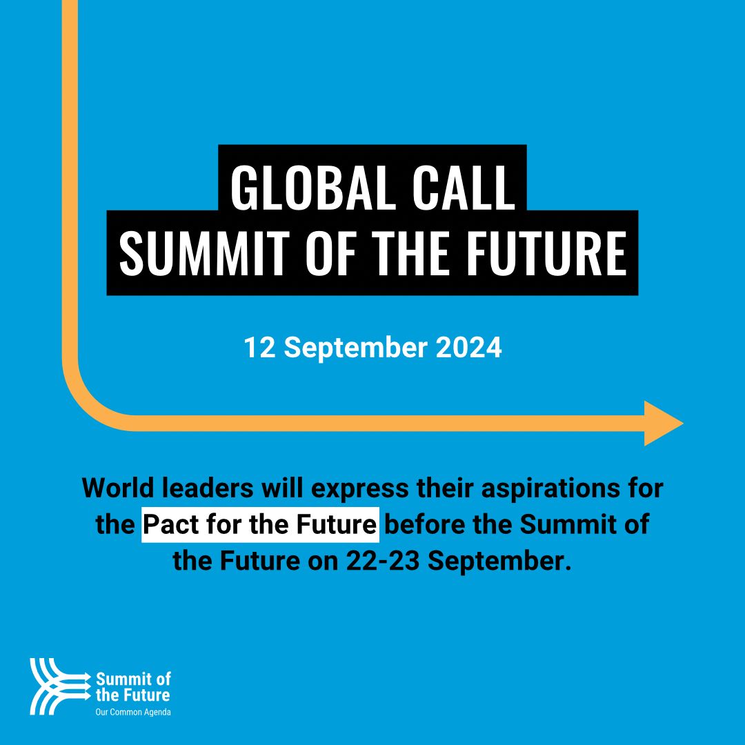 Ahead of the upcoming Summit of the Future, <a href="/antonioguterres/">António Guterres</a> will join world leaders as they share their vision &amp; aspirations for #OurCommonFuture.

The Global Call will take place on Thursday, 12 September at 10:15am EDT: webtv.un.org/en/asset/k1e/k…