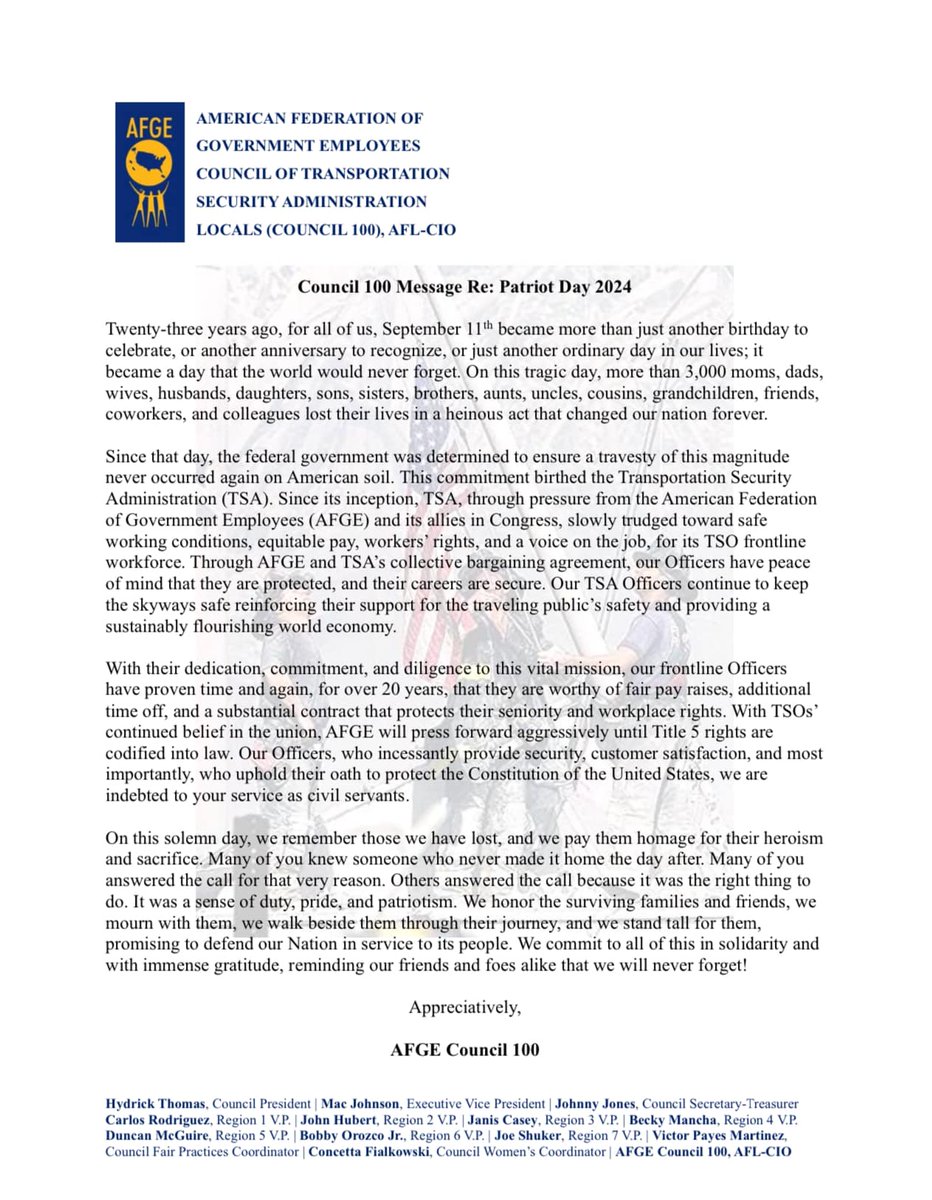 AFGE TSA Council 100 tweet media