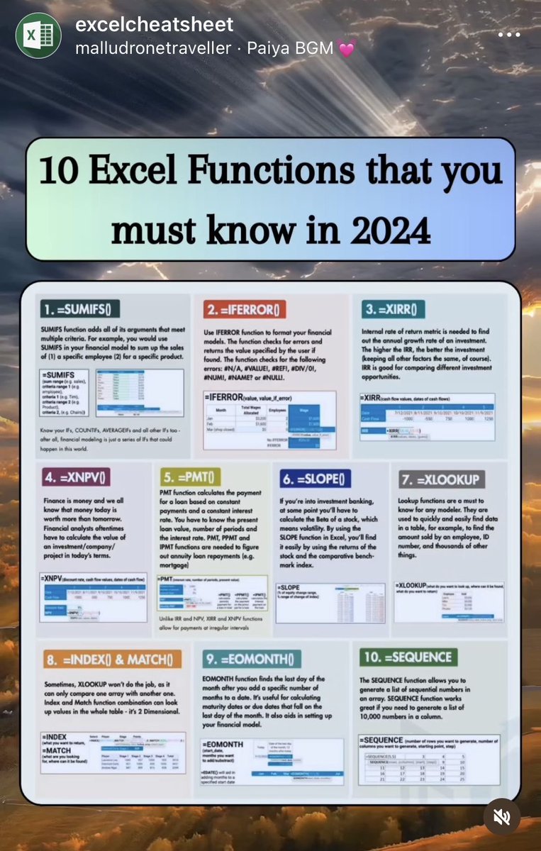 thenaijacarguy's tweet photo. 10 Excel functions you must know in 2024. https://t.co/tknzZZlgJ4