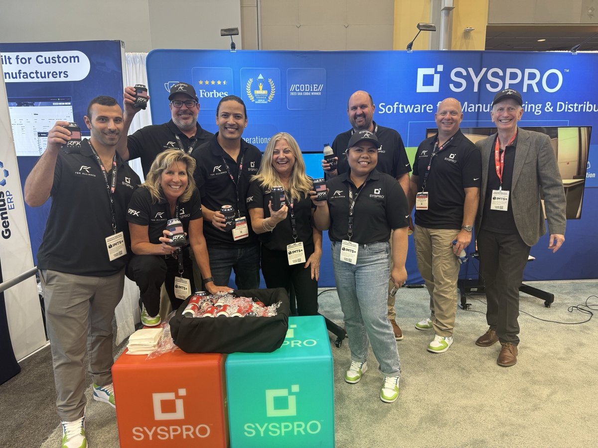 SYSPROAmericas's tweet image. 🍻 Cheers to another amazing day at #IMTS2024! Happy Hour is in full swing in booth 133260! Stop by for a drink &amp;amp; chat with us about how #SYSPROerp can take your #manufacturing organization to the next level!

#ERP #SYSPRO #LevelUPwithSYSPRO #Manufacturing #IMTS | @IMTSchicago