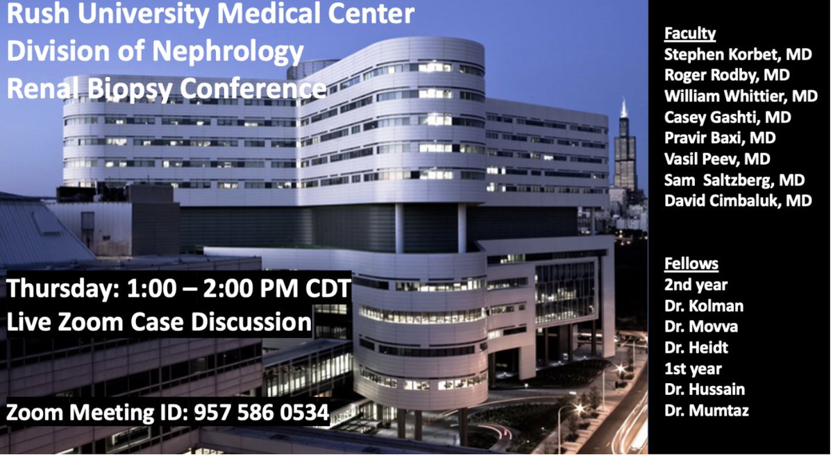 Roger Rodby (@nephrodby) on Twitter photo <a href="/Rush_Nephrology/">Rush Nephrology</a> renal biopsy conference LIVE tomorrow Thursday 9/12/24 1 PM CST. Please join us. This case is full of "Red Herrings", or are they? #RushRenalRules <a href="/Rush_Nephrology/">Rush Nephrology</a> renal biopsy conference LIVE tomorrow Thursday 9/12/24 1 PM CST. Please join us. This case is full of "Red Herrings", or are they? #RushRenalRules