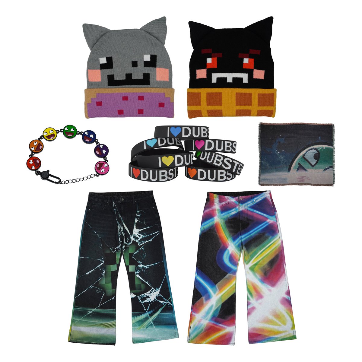 dropped all this stuff on my website an hour and a half ago i, beanies and epic face bracelets sold out within 3 mins thank you everyone, ill get more made of the stuff that sold out dont worry