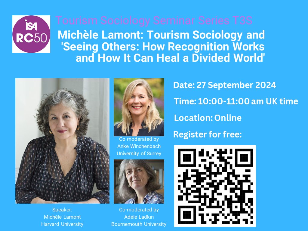 Dr Anke Winchenbach (@ankewinchenbach) on Twitter photo Please join us for our next <a href="/isa_sociology/">ISA</a> <a href="/RC50_ISA/">RC50: Tourism Committee, ISA</a> free online seminar where we welcome <a href="/Harvard/">Harvard University</a> Prof Michele Lamont as our esteemed guest speaker. #tourismsociology #sociology #dignity #recognition #socialjustice #shtmatsurrey Please join us for our next <a href="/isa_sociology/">ISA</a> <a href="/RC50_ISA/">RC50: Tourism Committee, ISA</a> free online seminar where we welcome <a href="/Harvard/">Harvard University</a> Prof Michele Lamont as our esteemed guest speaker. #tourismsociology #sociology #dignity #recognition #socialjustice #shtmatsurrey