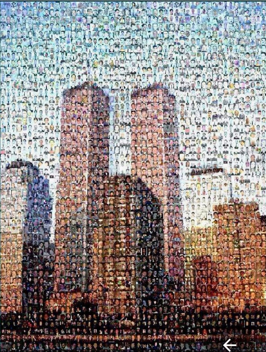 This is made up of photos of those we  lost in the Twin Towers.
It's an amazing piece of art.
Zoom in or magnify.
#NeverForget911