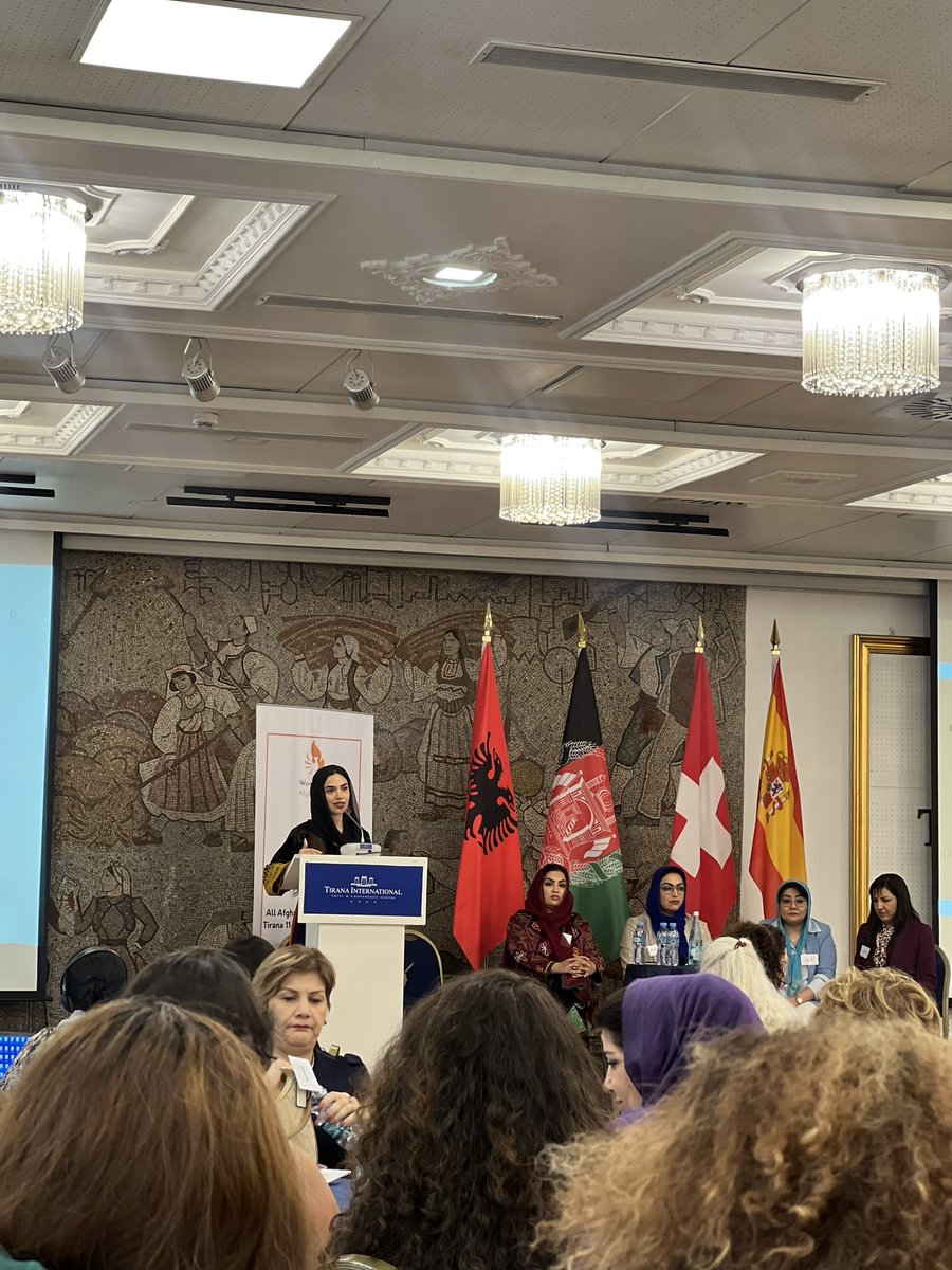 WazhmaTokhi's tweet image. Today, 140 Afghan women united at the Afghan Women Summit in Albania, raising their voices to global leaders. This historic gathering is a defiant stand for 🇦🇫 future. I had the honor to speak on Human Rights &amp;amp; Accountability. Together, we can fight the apartheid regime. #aws24