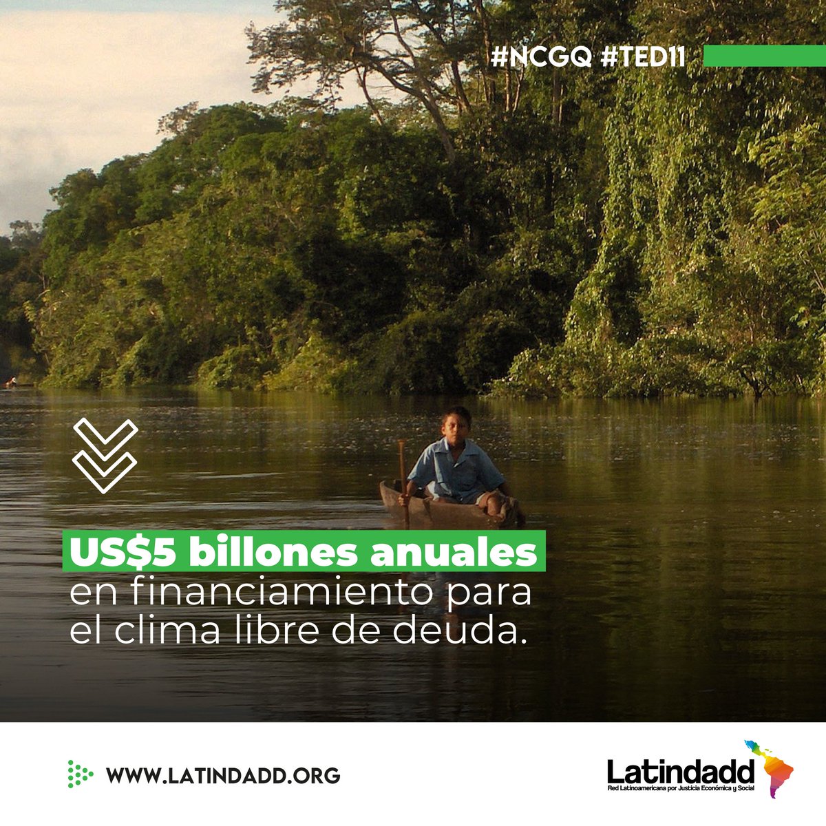 latindadd's tweet photo. 🌿🌎Negociadores climáticos se reúnen del 9 al 12 de septiembre para debatir sobre la futura meta de #FinanciamientoClimático en el undécimo Diálogo de Expertos Técnicos #TED11 #NCQG
📣‼️Es urgente y necesario que acuerden que por lo menos 5 billones de dólares sean destinados para el #FinanciamientoClimático y que sea libre de deuda.
➡️Más información 👉https://t.co/gQbgUQoc8O

#PayUp #ClimateDebtJustice