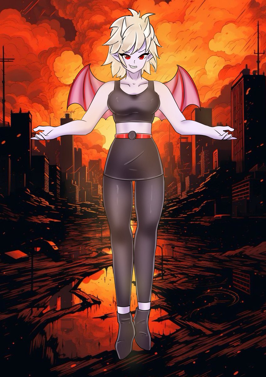 Violet taunts her opponents while a city lays in ruins. 

Drawn by <a href="/NMendlez/">Ｎａｔａｌｙａ Ｍｅｎｄｌｅｚ♘♚</a>