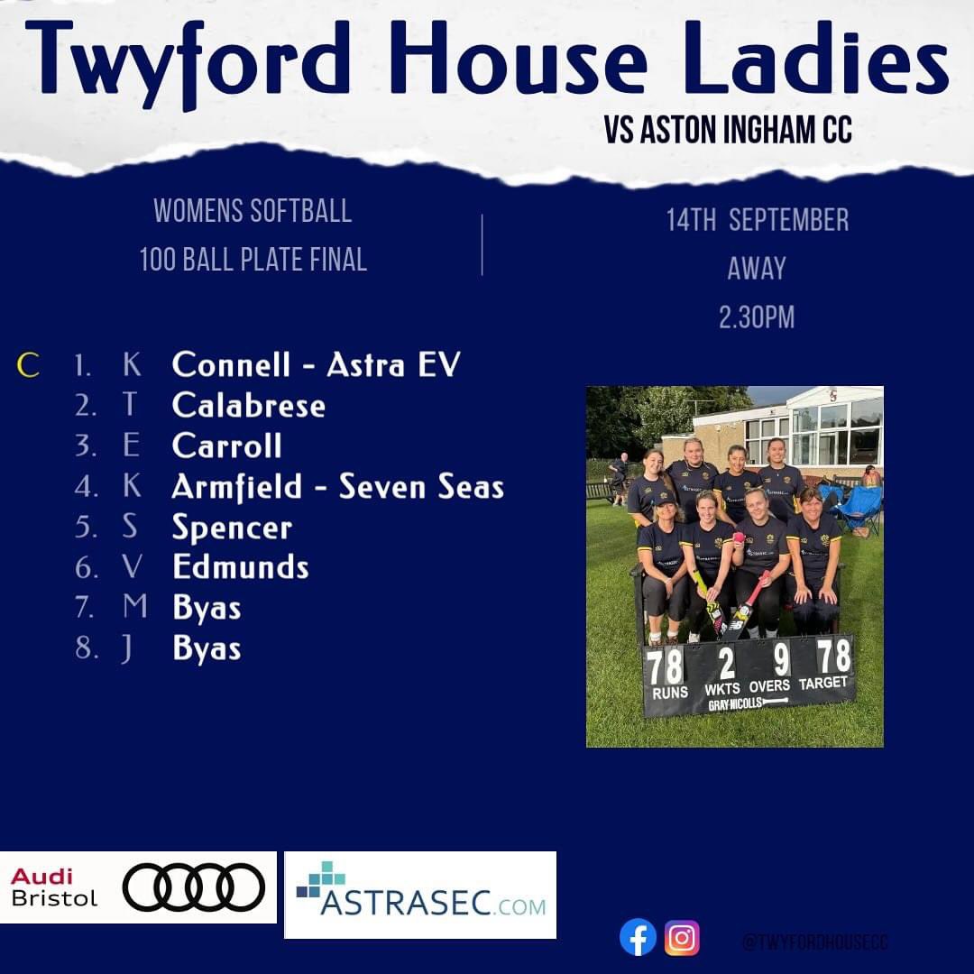 Our ladies are hoping the weather holds and that the final can go ahead this weekend!! 
2.30pm start (away)vs <a href="/AstonInghamcric/">🏏Aston Ingham Cricket🏏</a> on Saturday
Play well ladies 💙💛🏏🦡